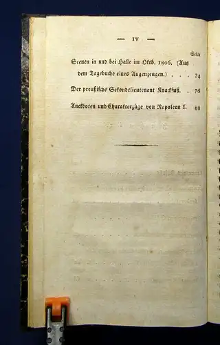 Bergk Sammlung von Anekdoten und Charakterzügen o.J. [um 1810] Napoleon Krieg mb