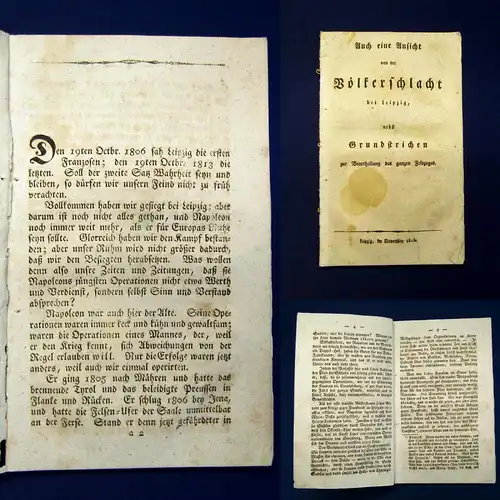 Müller Auch eine Ansicht von der Völkerschlacht bei Leipzig 1813 selten mb