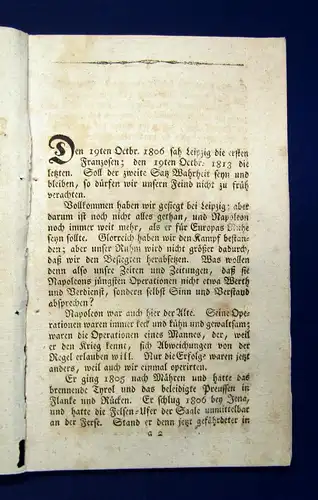 Müller Auch eine Ansicht von der Völkerschlacht bei Leipzig 1813 selten mb