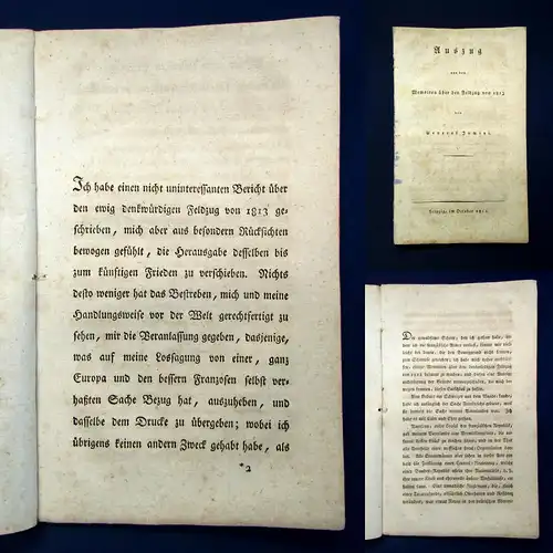 JOMINI Auszug a. d. Memoiren über den Feldzug von 1813 d.EA selten Oktober 1813