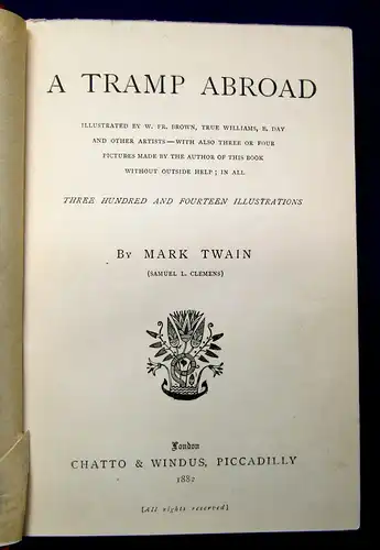 Clemens A Tramp Abroad Mark Twain 1882 illustr. v Brown, Williams u.a. Klassiker