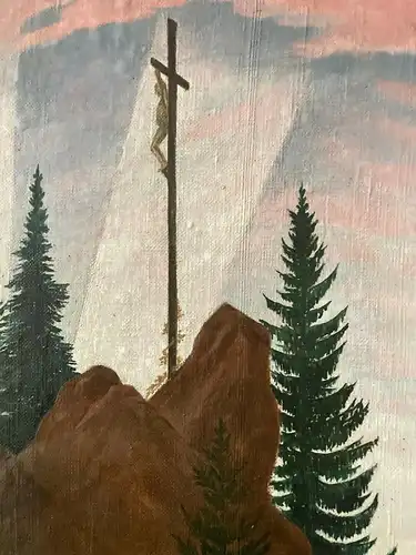 Hans Klemm "Kreuz im Gebirge" um 1930 "nach Caspar David Friedrich Ölbild js