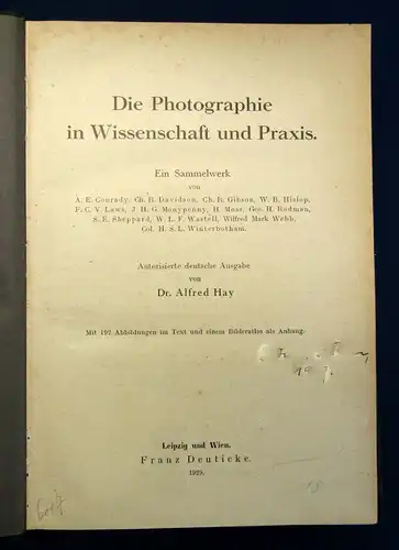 Hay Die Photographie in Wissenschaft und Praxis Ein Sammelwerk 1929 Berufe js