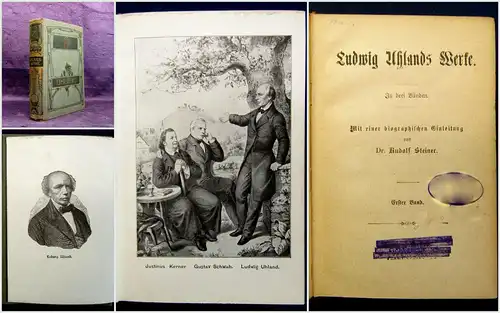 Steiner Ludwig Uhlands Werke o.J. ( um 1900 ) 1. Band Belletristik Klassiker mb