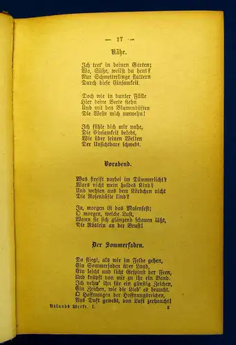 Steiner Ludwig Uhlands Werke o.J. ( um 1900 ) 1. Band Belletristik Klassiker mb