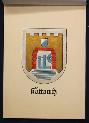 kolor. Tuschezeichnung "Wappen der Stadt Kattowitz/ Schlesien" um 1930 Kunst sf