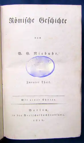 Riebuhr Römische Geschichte 2 Bde.(von 3) 2 Karten handkoloriert EA Ortskunde js