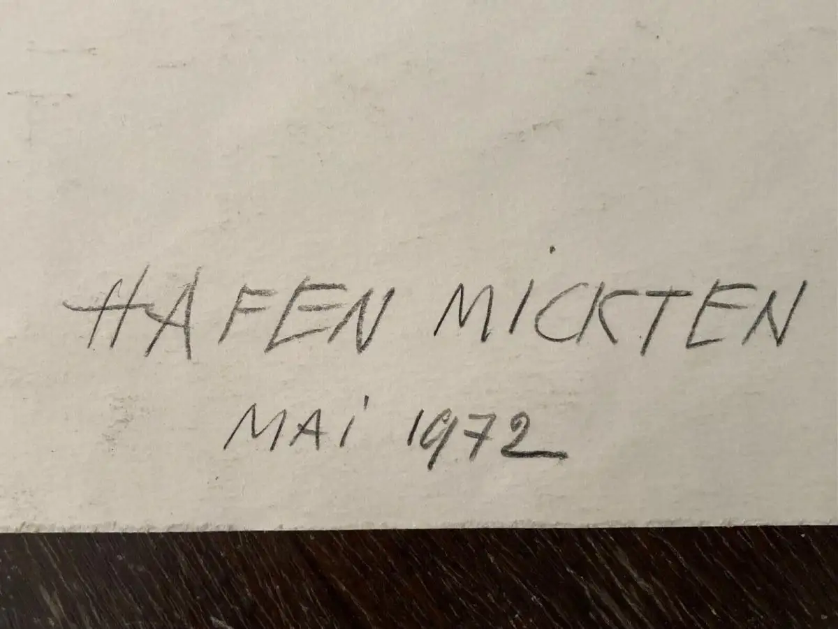 Hassebrauk Dresden - Hafen Mickten. Mischtechnik Aquarell, Kreide sign. 1972 2