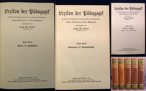 Roloff Lexikon der Pädagogik 5 Bde. komplett 1913 Halblederausgabe Wissen js