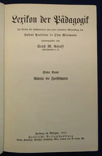 Roloff Lexikon der Pädagogik 5 Bde. komplett 1913 Halblederausgabe Wissen js