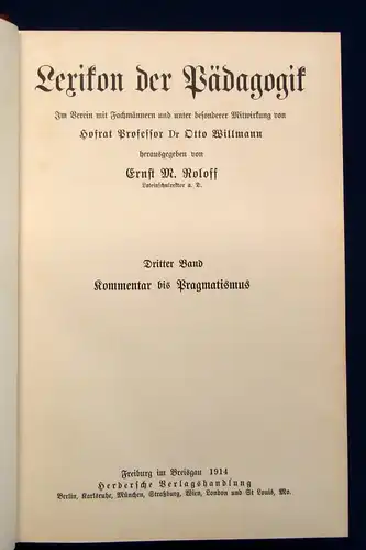 Roloff Lexikon der Pädagogik 5 Bde. komplett 1913 Halblederausgabe Wissen js