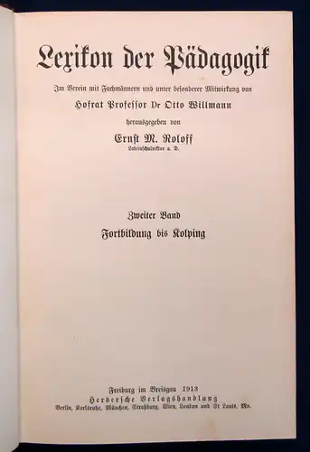 Roloff Lexikon der Pädagogik 5 Bde. komplett 1913 Halblederausgabe Wissen js