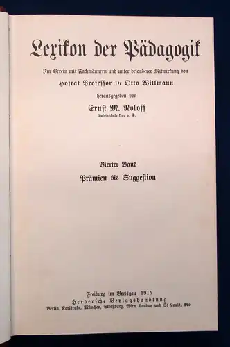 Roloff Lexikon der Pädagogik 5 Bde. komplett 1913 Halblederausgabe Wissen js