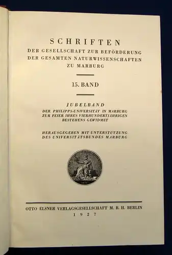 Schriften zur Beförderung der gesamten Naturwissenschaften Marburg 1927 js