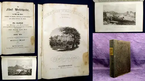Reiser Die fünf Welttheile dargestellt in Bild u Wort 3 Bd um 1850 Geographie mb