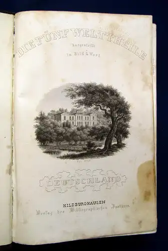 Reiser Die fünf Welttheile dargestellt in Bild u Wort 3 Bd um 1850 Geographie mb