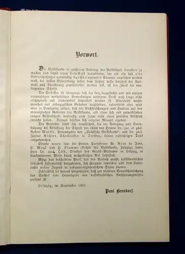 Benndorf Die sächsische Volkskunde als Lehrstoff in der Volksschule 1901 Sachsen