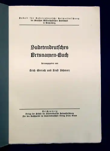 Schwarz, Gierach Studentendeutsches Ortsnamen- Buch um 1900 unaufgeschnitten js