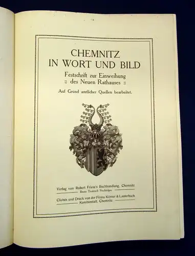 Chemnitz in Wort und Bild Festschrift zur Einweihung des Neuen Rathauses 1911 js