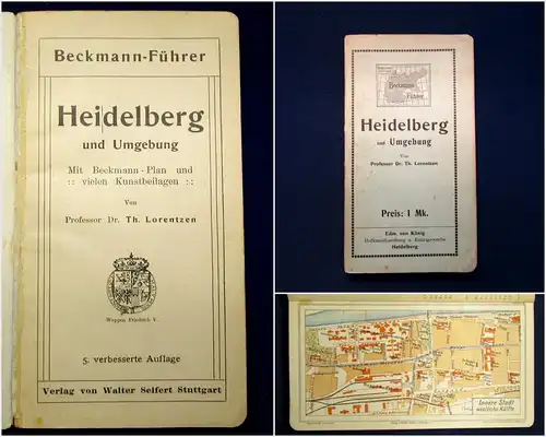 Lorentzen Beckmann Führer Heidelberg und Umgebung um 1915 Kunstbeilagen js