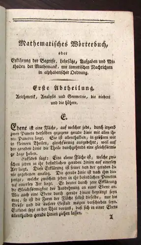 Klügel Mathematisches Wörterbuch 5 Bde.+ 1 Supplementbd. 1803 Methoden js