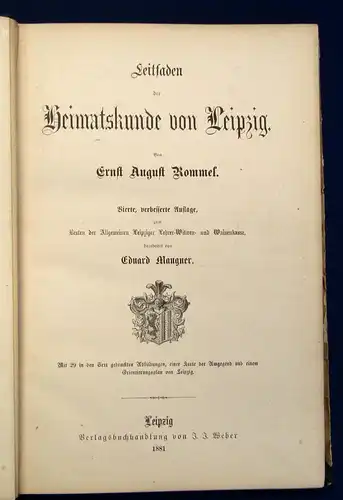 Rommel Leitfaden der Heimatskunde von Leipzig 1881 29 Abb. 1 Karte 1 Plan js