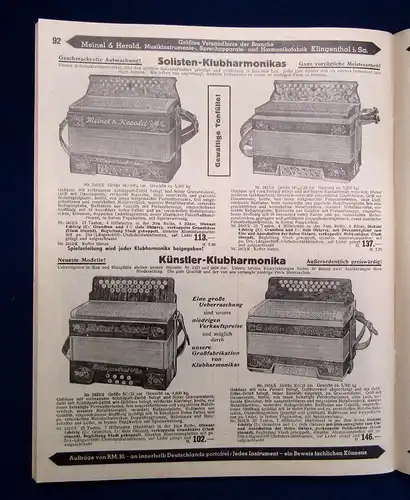 Hauptkatalog Meinel Herold Jedes Instrument ein Beweis fachlichen Könnens 1935 m