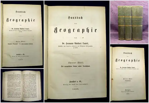 Daniel Handbuch der Geographie 1859 3 Bde Ortskunde Landeskunde Erdteile mb