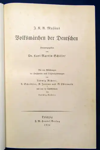 Schiller Volksmärchen der deutschen 1926 Abbildungen von Richter, Schrödter.. js