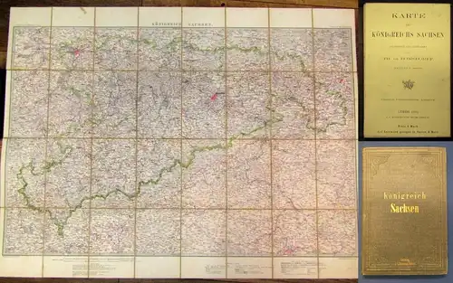 Bomsdorff Karte des Königreichs Sachsen selten 1880 Maßstab 1:260,000 js