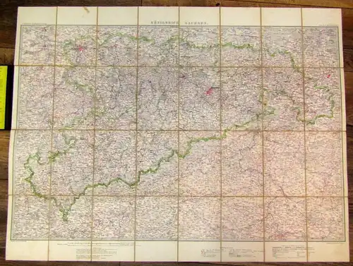 Bomsdorff Karte des Königreichs Sachsen selten 1880 Maßstab 1:260,000 js