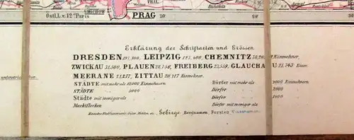 Bomsdorff Karte des Königreichs Sachsen selten 1880 Maßstab 1:260,000 js