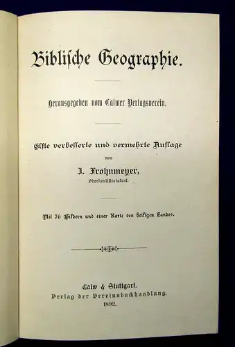 Frohnmeyer Biblische Geographie 1892 Geschichte Geisteswissenschaften mb