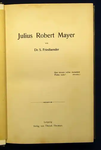 Wasservogel Klassiker der Naturwissenschaften 1.Bd. Julius Robert Mayer 1905 js