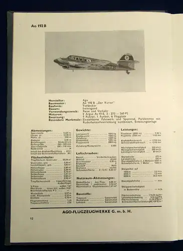 Schneider Flugzeug- Typenbuch Handbuch der Deutschen Luftfahrt 1944 Industrie js