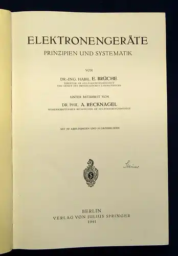 Reknagel Elektronengeräte Prinzipien und Systematik 1941 Bildband Technik js