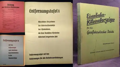 Eisenbahn-Kilometerzeiger für das Großdeutsche Reich o.J. Großformat Tafeln js