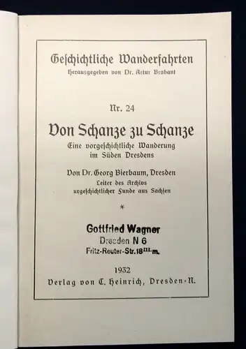 Dresdner Wanderfahrten Altsächs.Jagdschlösser, Von schanze zu Schanze 1932 js