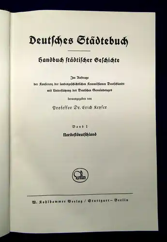 Keyser Deutsches Städtebuch 2 Bde. komplett 1941 Handbuch der Geschichte js