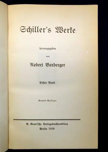 Boxberger Schillers Werke 1-6 1918 Belletristik Literatur Klassiker Lyrik js