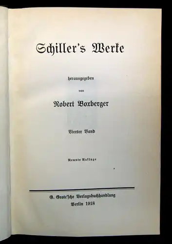 Boxberger Schillers Werke 1-6 1918 Belletristik Literatur Klassiker Lyrik js