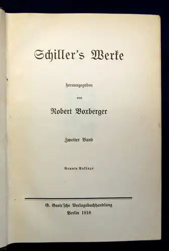 Boxberger Schillers Werke 1-6 1918 Belletristik Literatur Klassiker Lyrik js