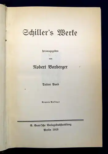 Boxberger Schillers Werke 1-6 1918 Belletristik Literatur Klassiker Lyrik js