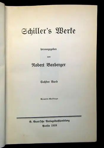 Boxberger Schillers Werke 1-6 1918 Belletristik Literatur Klassiker Lyrik js