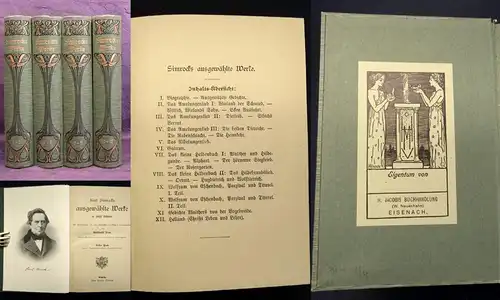 Klee Karl Simrocks ausgewählte Werke 1-12 in 4 Büchern Jugendstileinband 1900 js