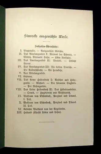 Klee Karl Simrocks ausgewählte Werke 1-12 in 4 Büchern Jugendstileinband 1900 js