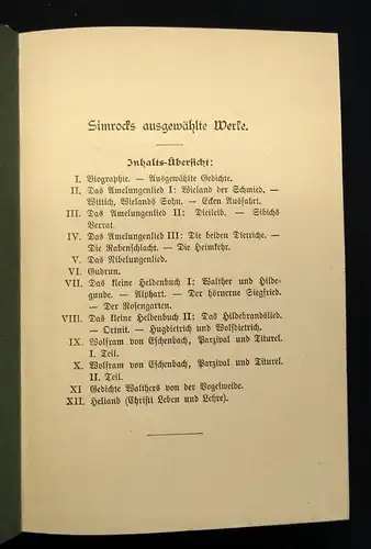 Klee Karl Simrocks ausgewählte Werke 1-12 in 4 Büchern Jugendstileinband 1900 js