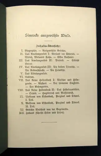 Klee Karl Simrocks ausgewählte Werke 1-12 in 4 Büchern Jugendstileinband 1900 js