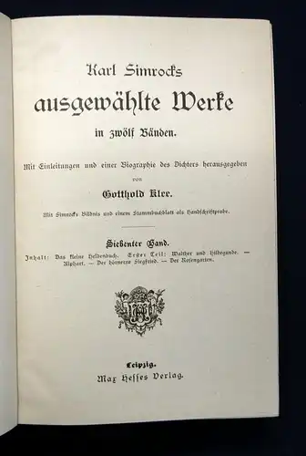 Klee Karl Simrocks ausgewählte Werke 1-12 in 4 Büchern Jugendstileinband 1900 js