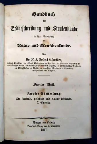 Schneider Handbuch der Erdbeschreibung und Staatenkunde 1857 5 Bde Natur mb